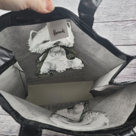 HARRODS London Knightsbridge Westie Logo Shopping Tote Bag 14" - Picture 5 of 5